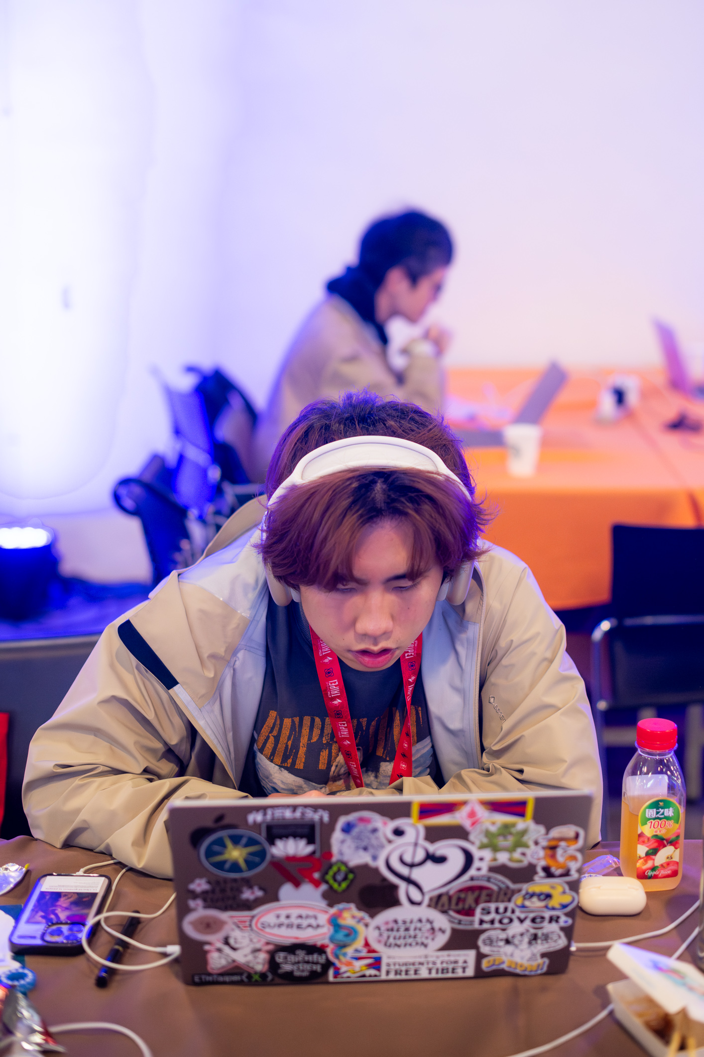 Working on a project at a hackathon